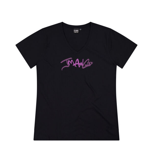 Purple Logo Womens V-Neck T-Shirt Thumbnail